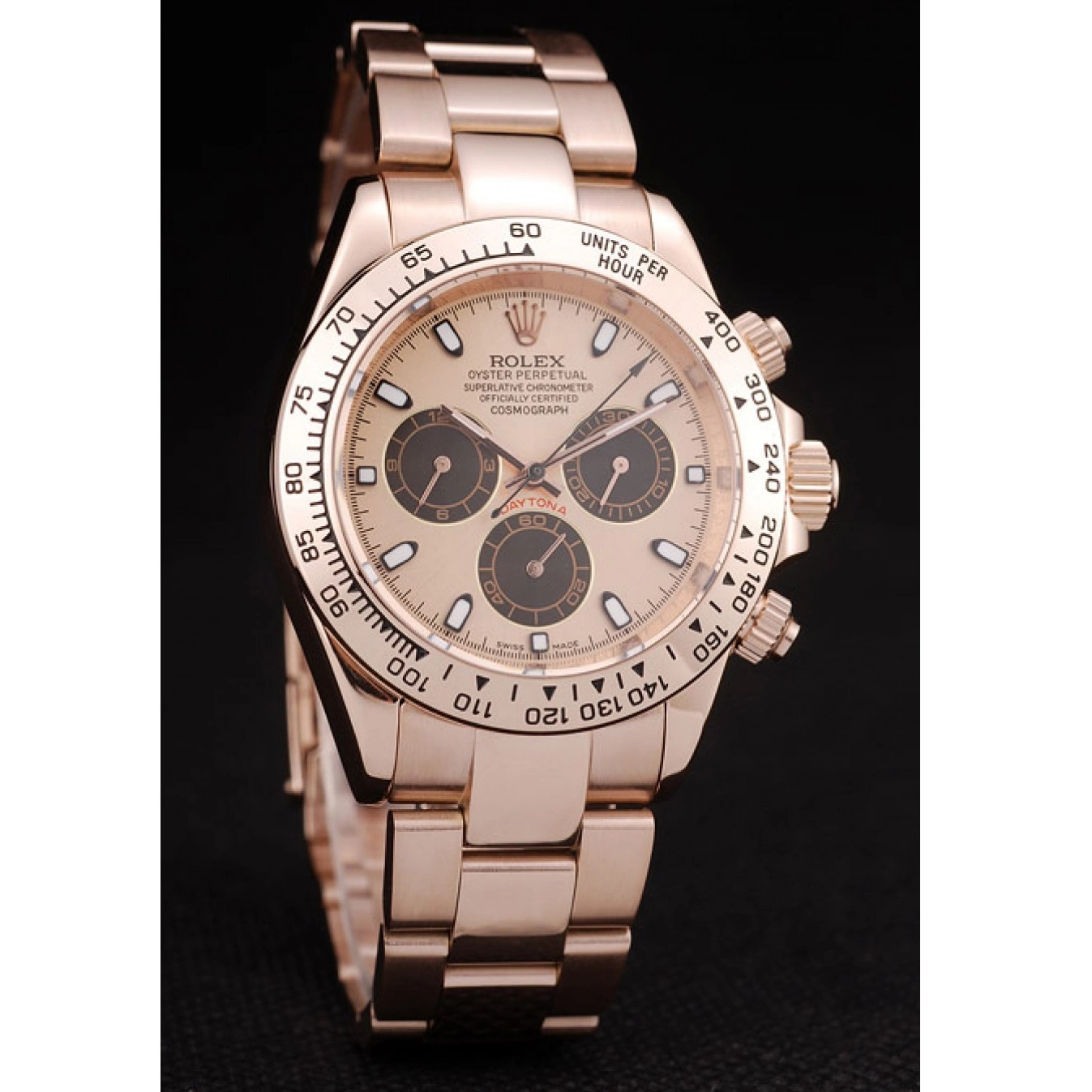 Rolex aaa copy Daytona Steel Rose Stainless Bezel Plated Rose Dial Gold Gold Rolex 0531